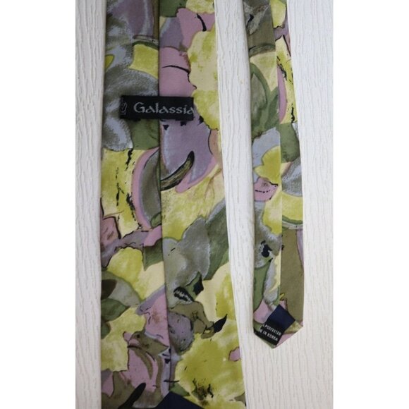 GALASSIA - MEN'S GREEN AND PURPLE PRINT PRINT TIE - Picture 5 of 8